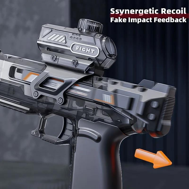 New  Electric Water Gun With Light Sprays Flame Effect Continuously High-pressure High-speed Powerful Outdoor Water Gun Toys USB