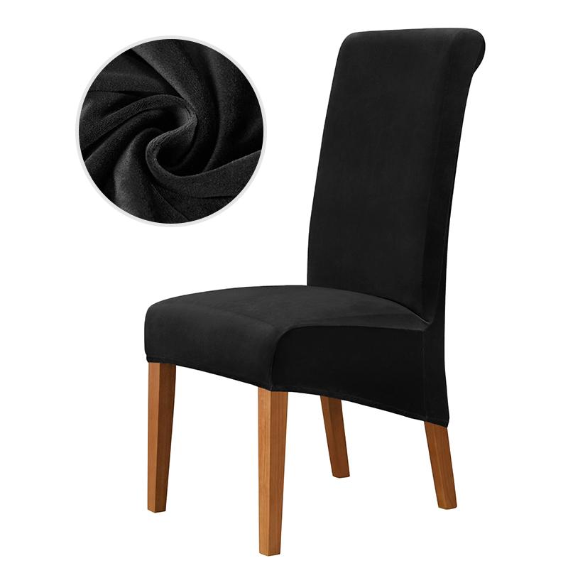 Velvet Chair Cover Stretch Dining Chair Cover Winter Warm Long Back Chair Cover Washable For Kitchen Home Hotel Wedding 1 Pcs