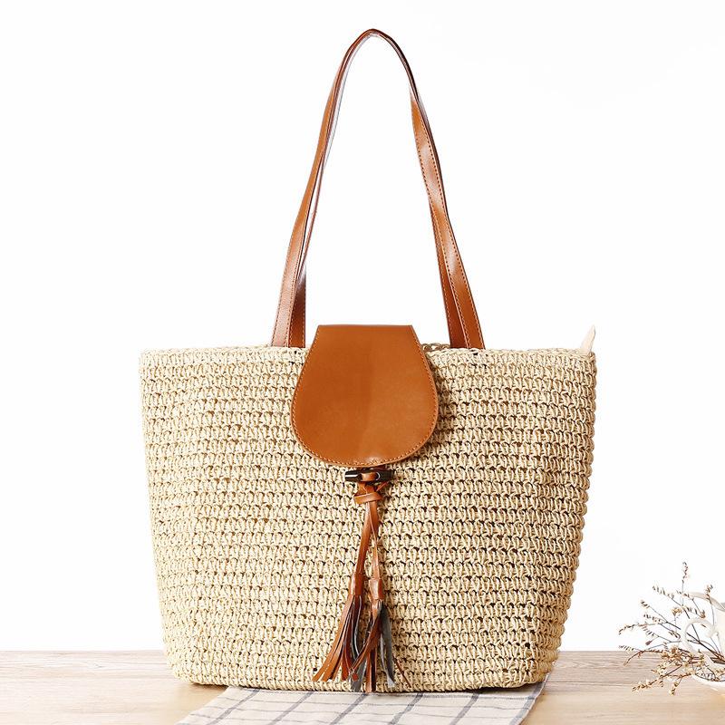 

New One-Shoulder Woven Rope Bag: Versatile Fashion for Daily Casual or Seaside Vacation бежевый