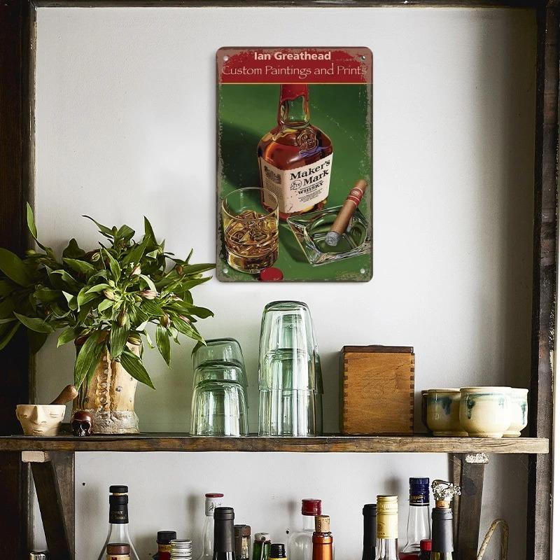 Vintage Whiskey Cigar Poster Metal Tin Sign Plaque Retro Decorative Plates For Garage Club Man Cave Bar Hotel Cafe Wall Decor