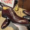 British Brock carved men's shoes lace-up business casual pointed leather shoes