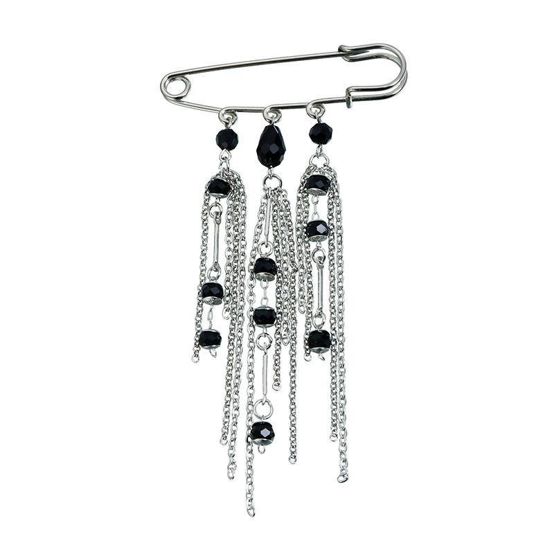 1PC Broche de Pin con Cadena Metálica Exagerada y Cadena de Borlas de Moda Para Mujer Nuevo Accesorio de Joyería con Pin Fijo para Traje Camisa