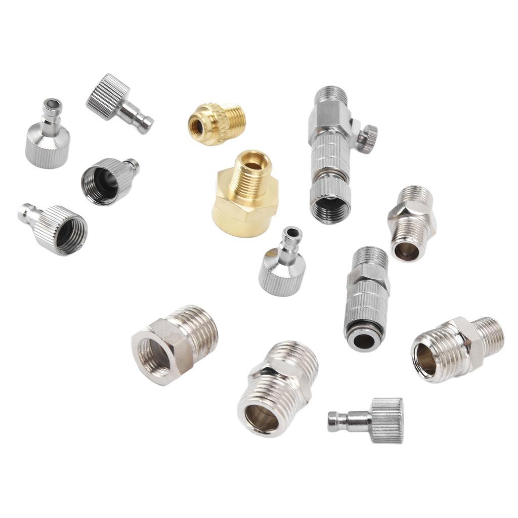 15PCS Airbrush Adapter Set Stainless Steel Airbrush Quick Release Disconnect Fittings Connector Kit
