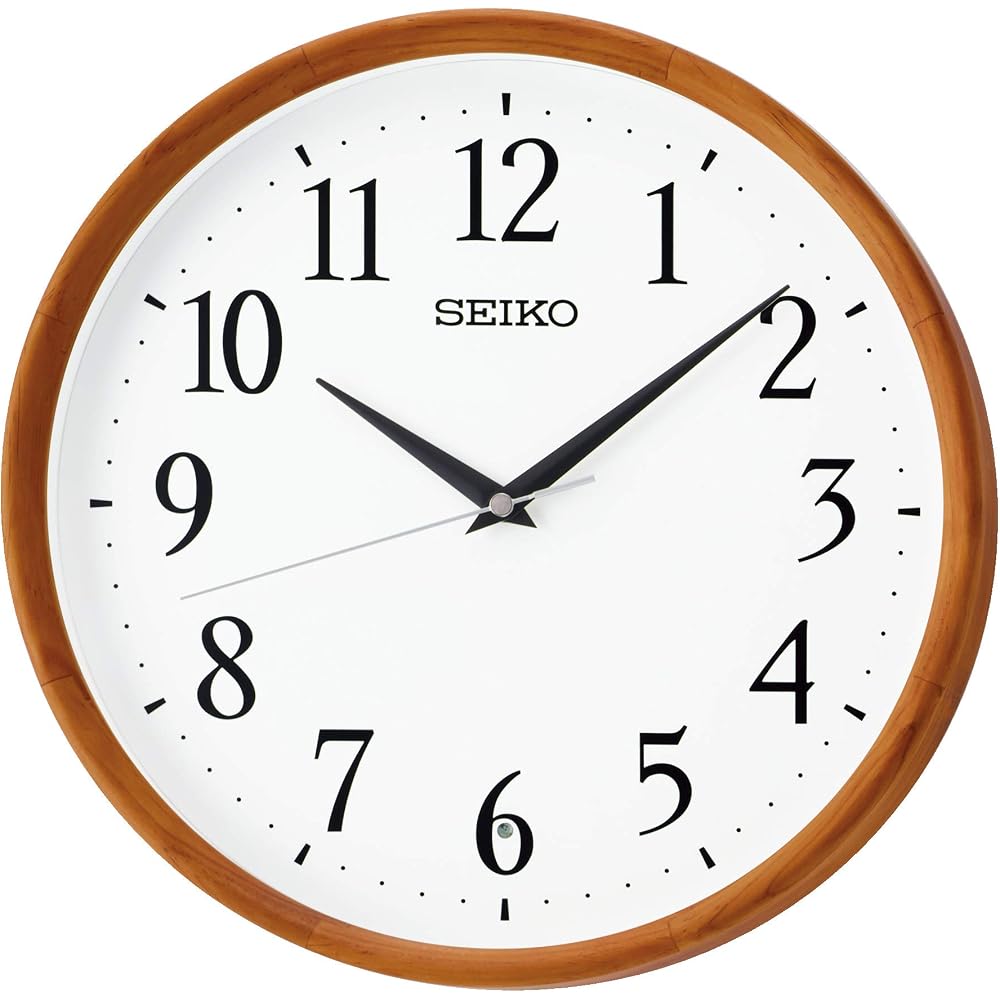 Seiko Clock Wall Clock, Natural, Radio Controlled, Brown Wood Finish, Diameter 320 x 52mm, KX264B