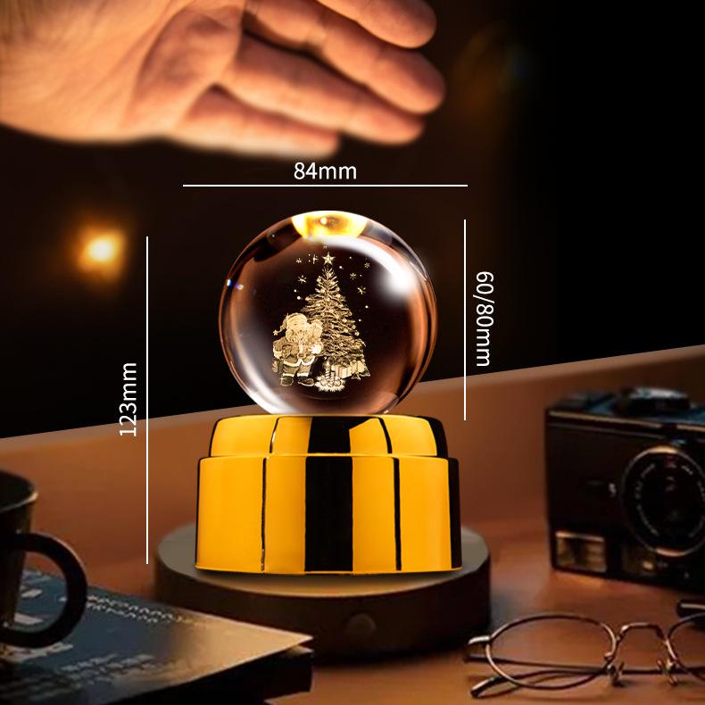 Creative Rotating Crystal Ball Night Light: Decorative Craft for Bedroom Atmosphere and Festive Gift.