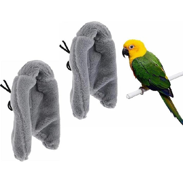 ISMARTEN 2 Pieces Comfort Corner Fleece Bird Blanket, Cuddle Nest Hanging Toy for Bird Cage, Warm Bird Shelter Bed for Small and Medium Parrots, S
