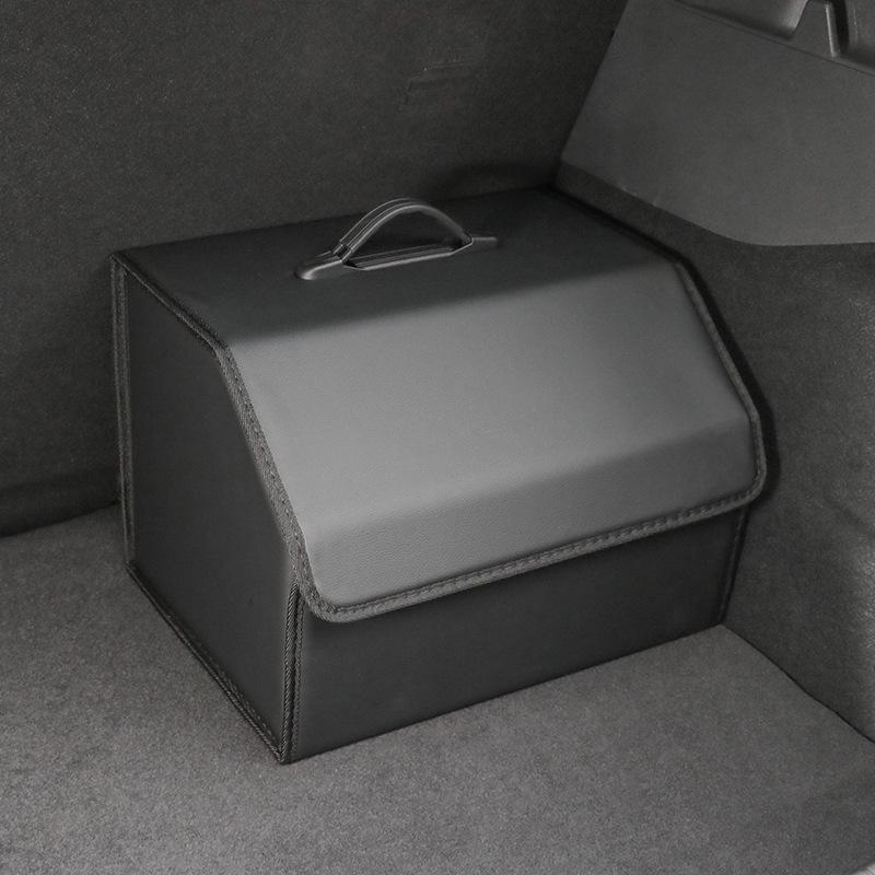 Leather Car Trunk Organizer - Folding, Multi-functional Storage Box for Cross-border Travel 33CM Length