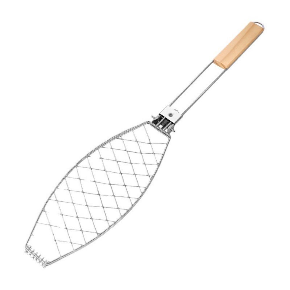 Household BBQ Grill Rack Foldable Fish Grill Basket Roasting Grilling  Barbecue Tongs