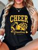 Cheerleader Grandma T-Shirt with Golden Glitter Football Pattern And Pom-Pom Decoration. Comfortable