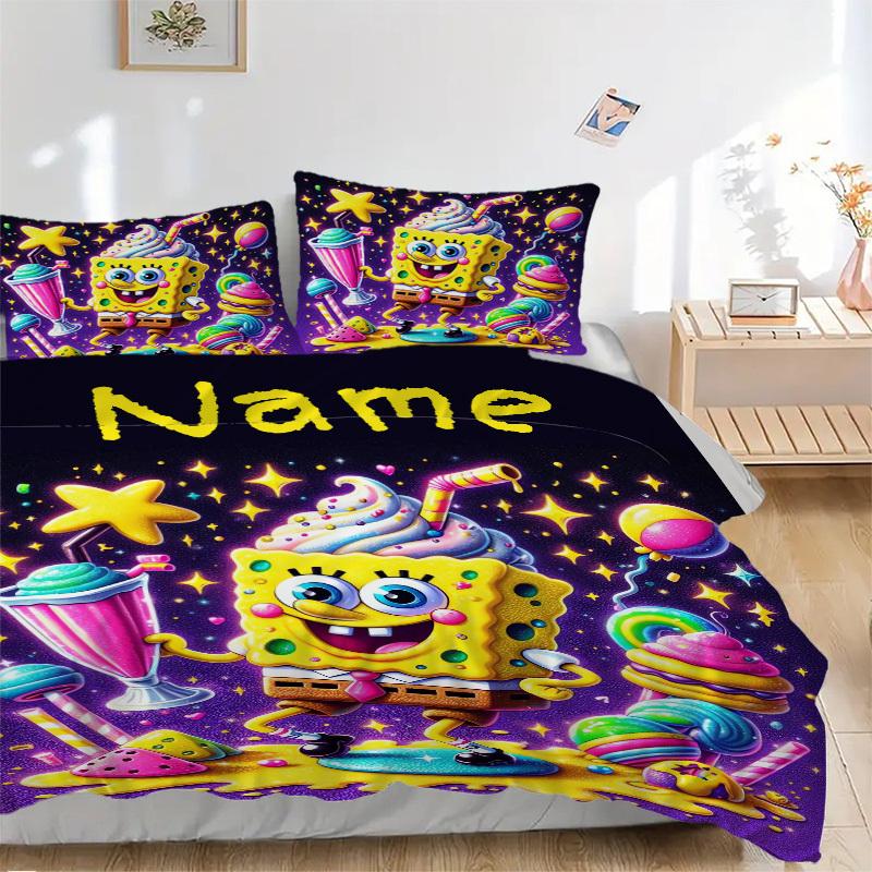 

SpongeBob Sweet Party Bedding Set 3 Piece Comforter Cover Gift for Bedroom,Includes No Insertsjt011 135x200cm