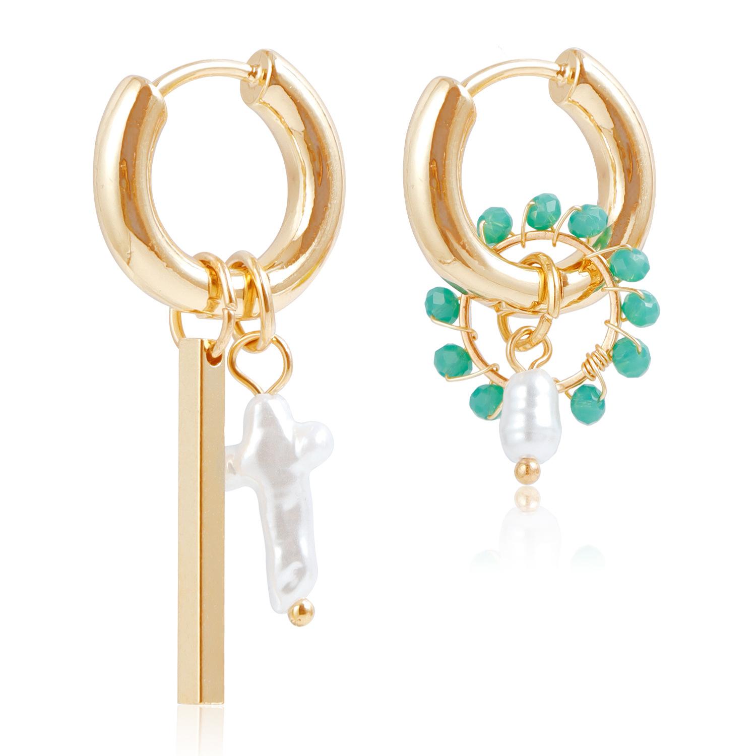 

European and American foreign trade jewelry, hipster INS geometric woven crystal earrings, simple and versatile dual-purpose earrings