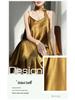 Elegant French V-Neck Spaghetti Strap Satin Dress with Slimming Design