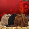 Solid Color Tassels Simple Style Pu Water Bucket Bag Drawstring Closure Travel