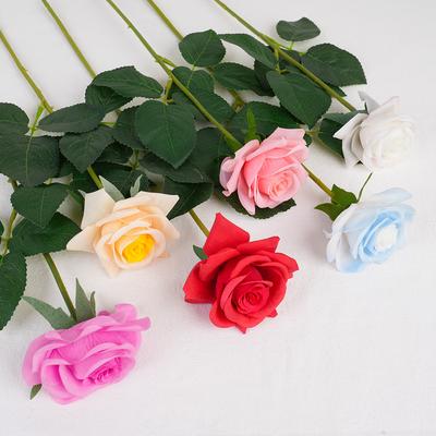 Single Branch Simulated Rose, Feel Moisturized Rose Curled Edge Rose High-End Simulated Bouquet Home Decoration