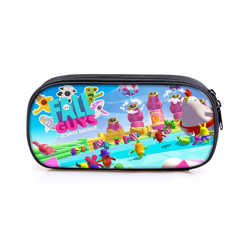 Fall Guys Cartoon Pencil Case For Students With Nylon Material Storage Organizer