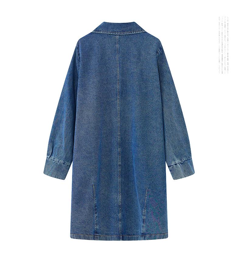 Dámská džínová bunda střední délky s velkými kapsami - Ležérní zeštíhlující trenčkot na jaro a podzim