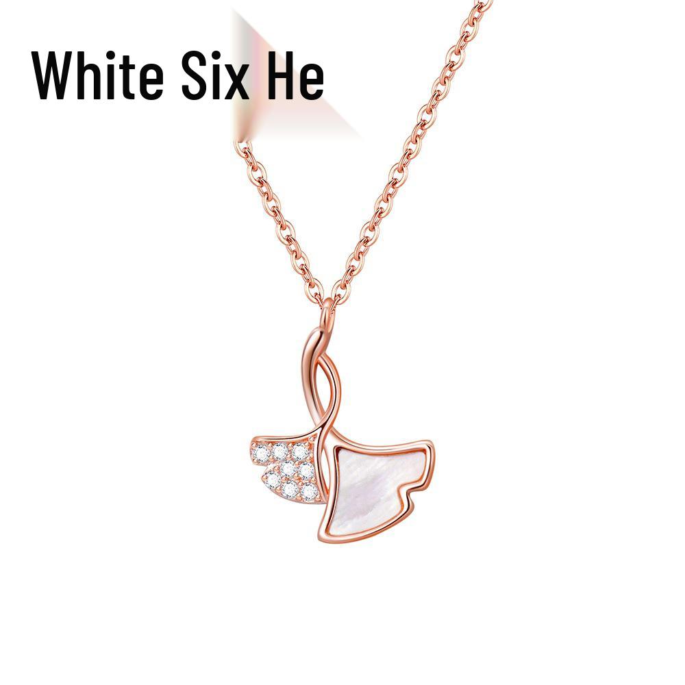 S925 Sterling Silver Ginkgo Leaf & Mother-of-Pearl Necklace, Luxurious & Elegant Design for Women, Versatile Clavicle Chain Pendant.