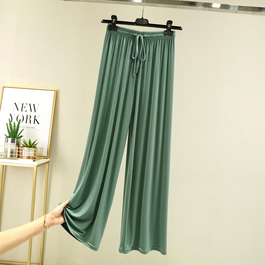 Einfarbig Hohe Taille Frühling Sommer Herbst Gerade Schnürung Dünne Loungehose Elastische Taille Lockere Freizeithose Lässige Yoga-Home-Hose