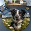 Happy Border Collie Round Area Rug,Carpet Rug for Living Room Bedroom Sofa Playroom Decor,Non-slip Floor Mat