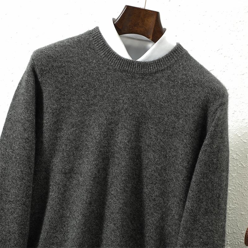 Autumn And Winter Thickened Pullover Men'S 100% Pure Cashmere Shirt Loose Warm Cashmere Knitted Bottoming Sweater