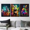 Pop Art Colorful Neon Animals DJ Music Poster Aesthetic Capybara Cat Dog Panda Rabbit Canvas Print Wall Art Mural Room Decor
