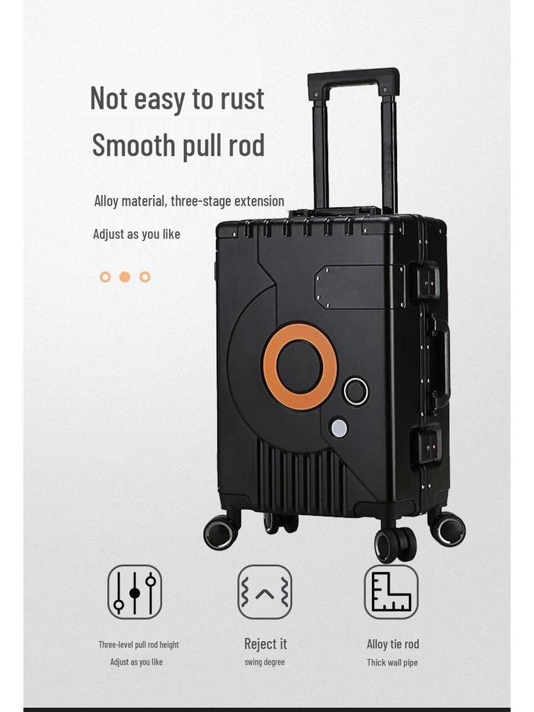 20-Inch Aluminum Frame Trolley Suitcase with Universal Wheels - Large Capacity Carry-On Luggage