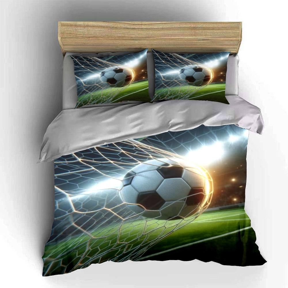 Soccer ball, net, field. Bedding sets Duvet cover sets Duvet covers Pillowcases(1*Duvet Cover 2*Pillowcases without duvet insert)