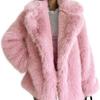 Womens Mid-Length Faux Fur Coat Blazer Collar Thick Warm Winter Outerwear