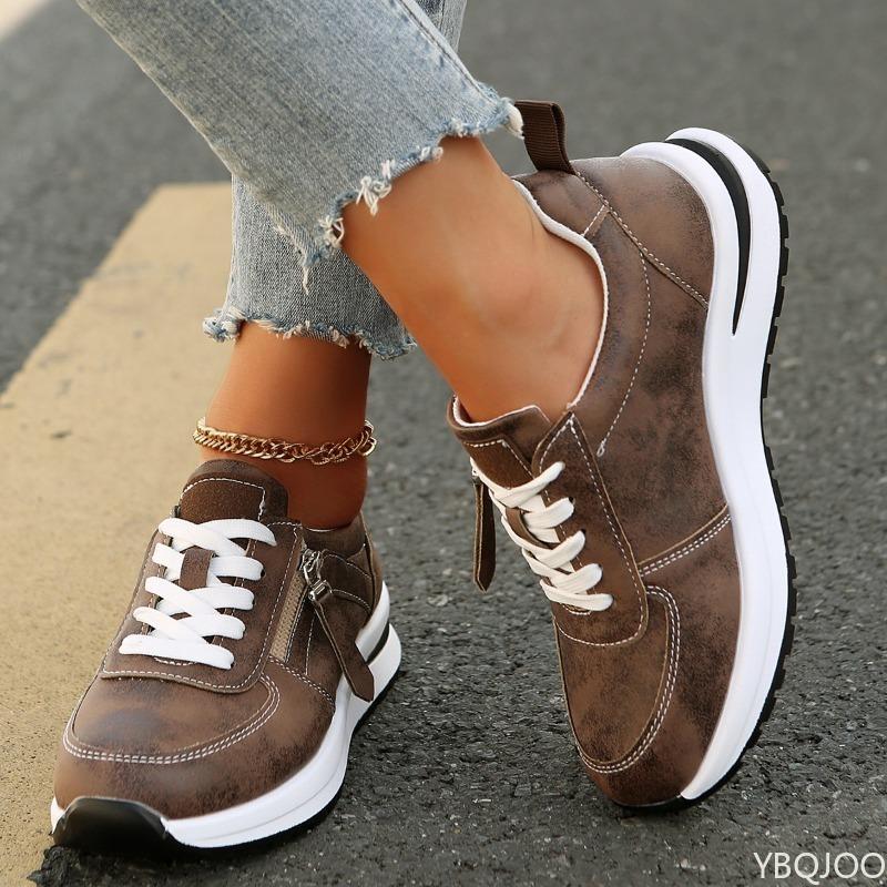 

Large Size Autumn Fashi Breathable Lightweight Casual Comfortable Women s Shoes Versatile Flat Bottom Women s Sports Shoes 43 коричневий