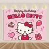 Kawaii Hello Kitty Pink Graffiti In Urban Streets Print Tapestry Bedroom Decoration  Celebration Background Design Holiday Party