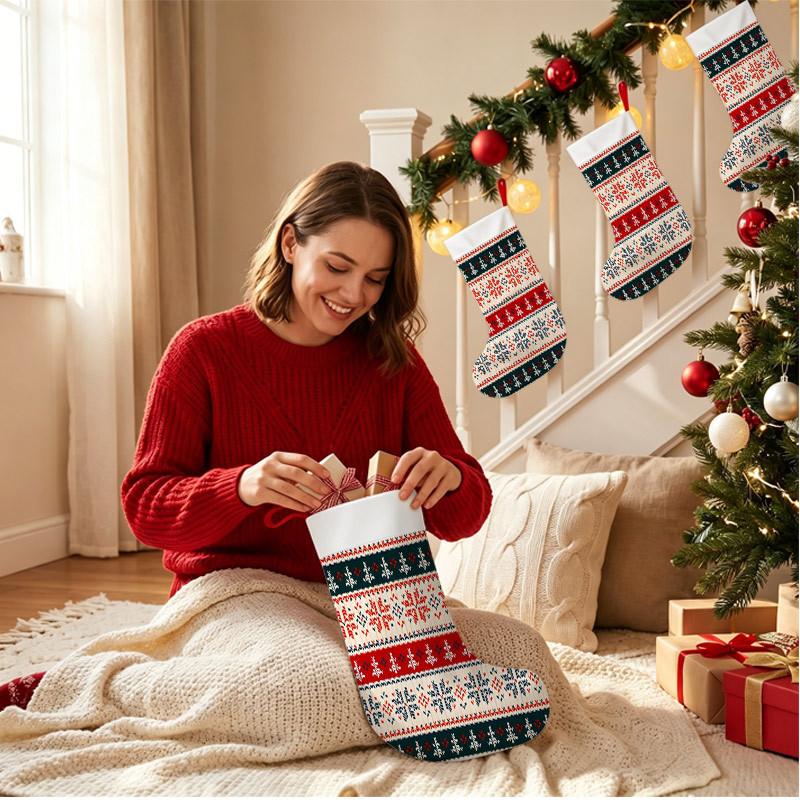 Christmas Decoration Fireplace Hanging stockingChristmas Stockings 1pc 45.72 Cm, Knitted Pattern Christmas Tre