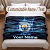 Manchester City Printed Flannel Blanket Custom Name Text Soft Warm Throw For Bedroom Holiday Gift