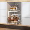 Under Sink Cabinet Shelf Multifunctional Slide Out Double Layer Spice Drawer Storage Sink Shelf for Bathroom Kitchen