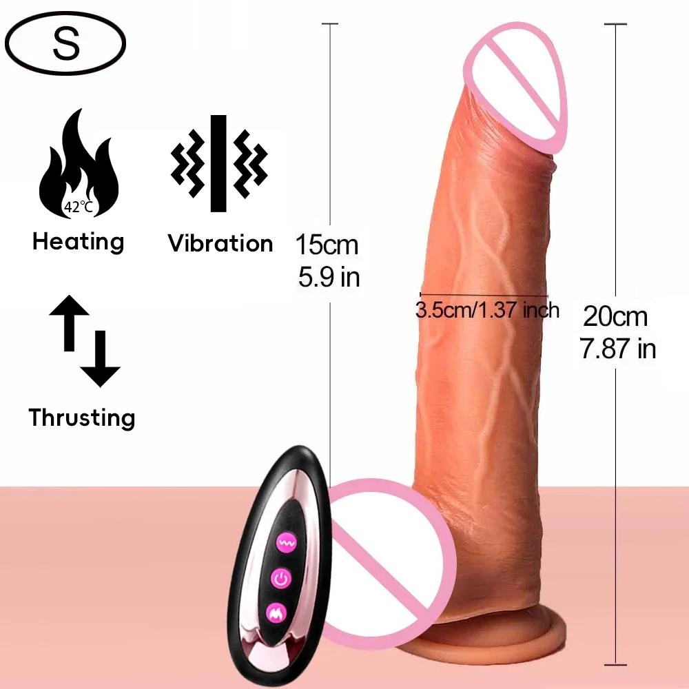 Realistic Dildo Penis Vibrator Heating Telescopic Dick Butt Plug Masturbator Sexy Adult Women Anal Dildos Vibrators Sex Toys 18