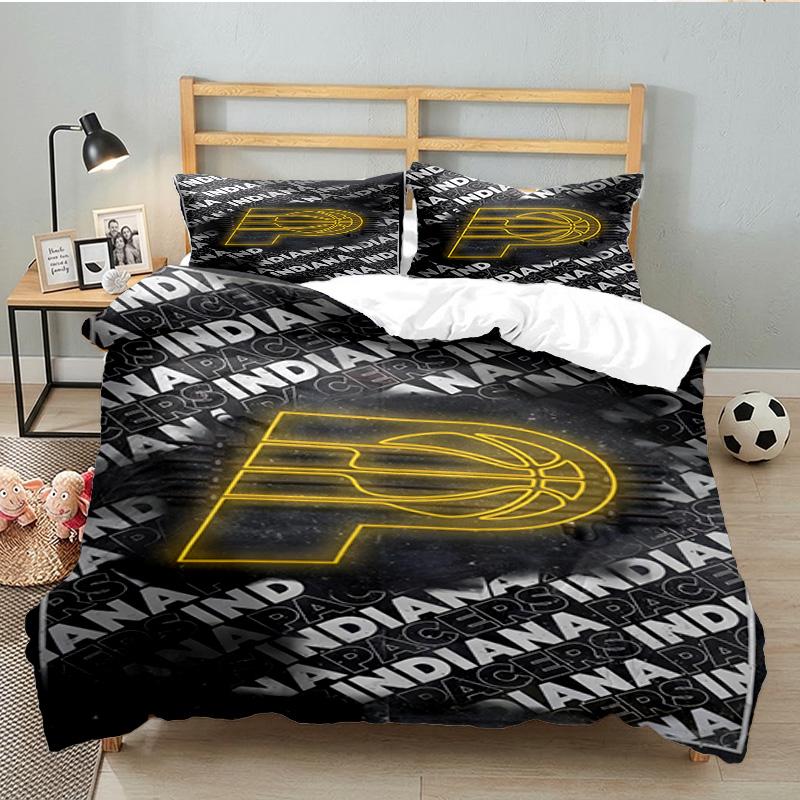 basketball Pacers Neon Art 3pcs Bedding Set,Including 1pc Duvet Cover And 2pcs Pillowcases Perfect Gift for Christmas,Ideal for Bedroom, Dormitory