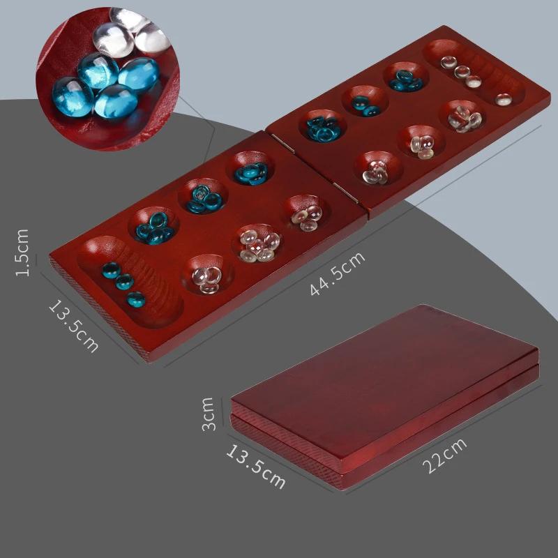 Chestnut Pine Foldable Mancala Board Game - Fun Classic Table Game with Wooden Board for Adults & Kids