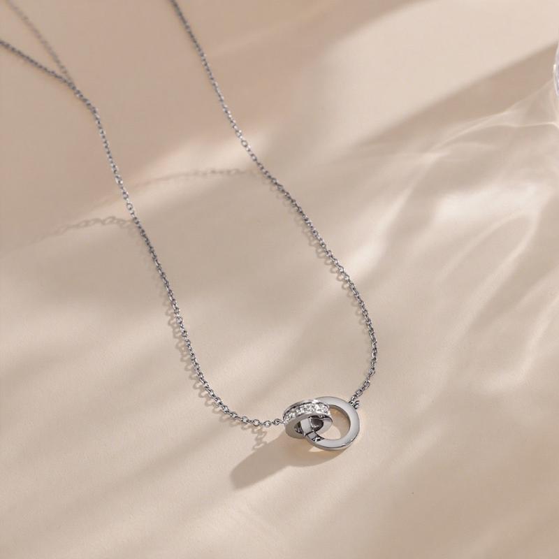 Roman-Style Diamond-Encrusted Titanium Steel Necklace For Women Trendy High-End Versatile Clavicle Chain Set Colorfast A3