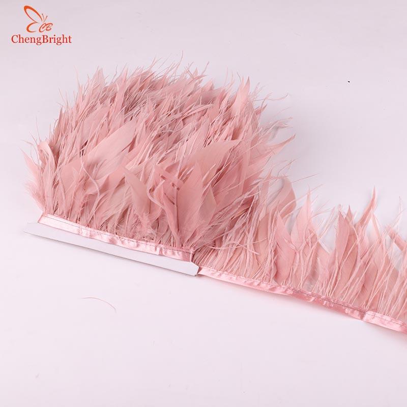 Feather New 50CM White Natural Goose Feather Ostrich Feather Ribbon Mix Ribbon Feathers Trim Fringe Clothing Sewing Decoration