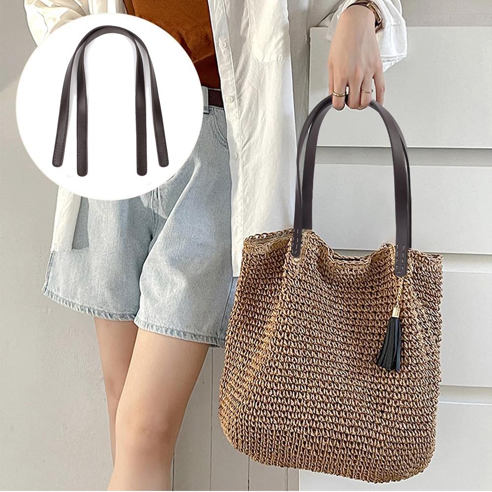 2pcs 60cm PU Leather Bag Strap Handles Shoulder Bags Belt Replacement for Women Tote Handbag Purse Handmade DIY Accessories