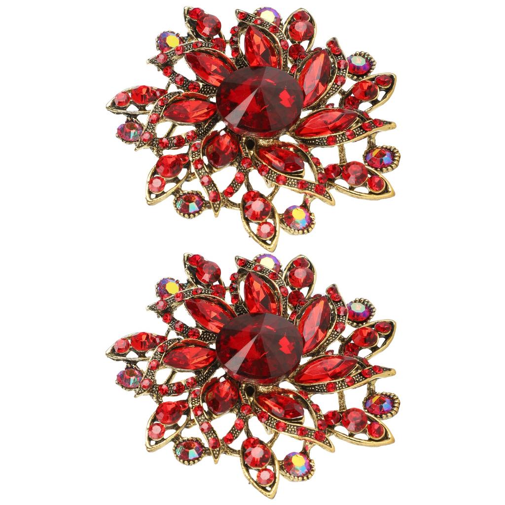2 ks Květinová brož Retro Diamantová Módní Oblečení Oblek Klopa Korsáž DoplňkyČervená