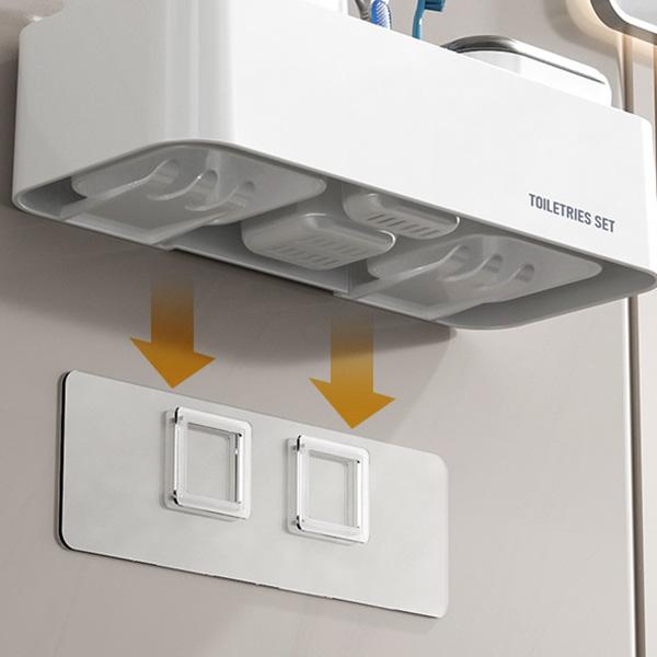 Bathroom Toothbrush Holder and Mouthwash Cup Set with Drainage and Ventilation Holes