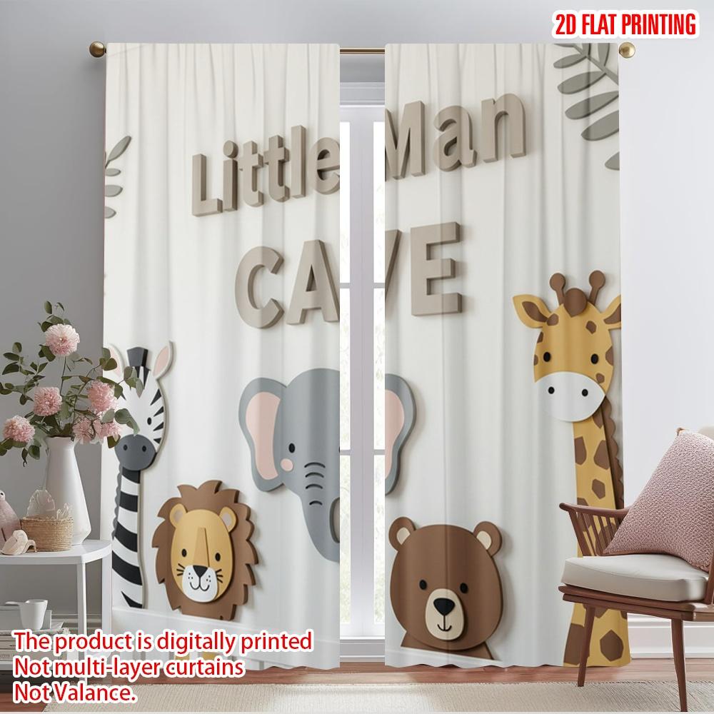 

2pcs 2D flat printing Curtains Jungle Safari Nursery Fabric Without Electricity Party Decorations Perfect for Outdoor Holiday 52.50×116.00 CM 2pcs