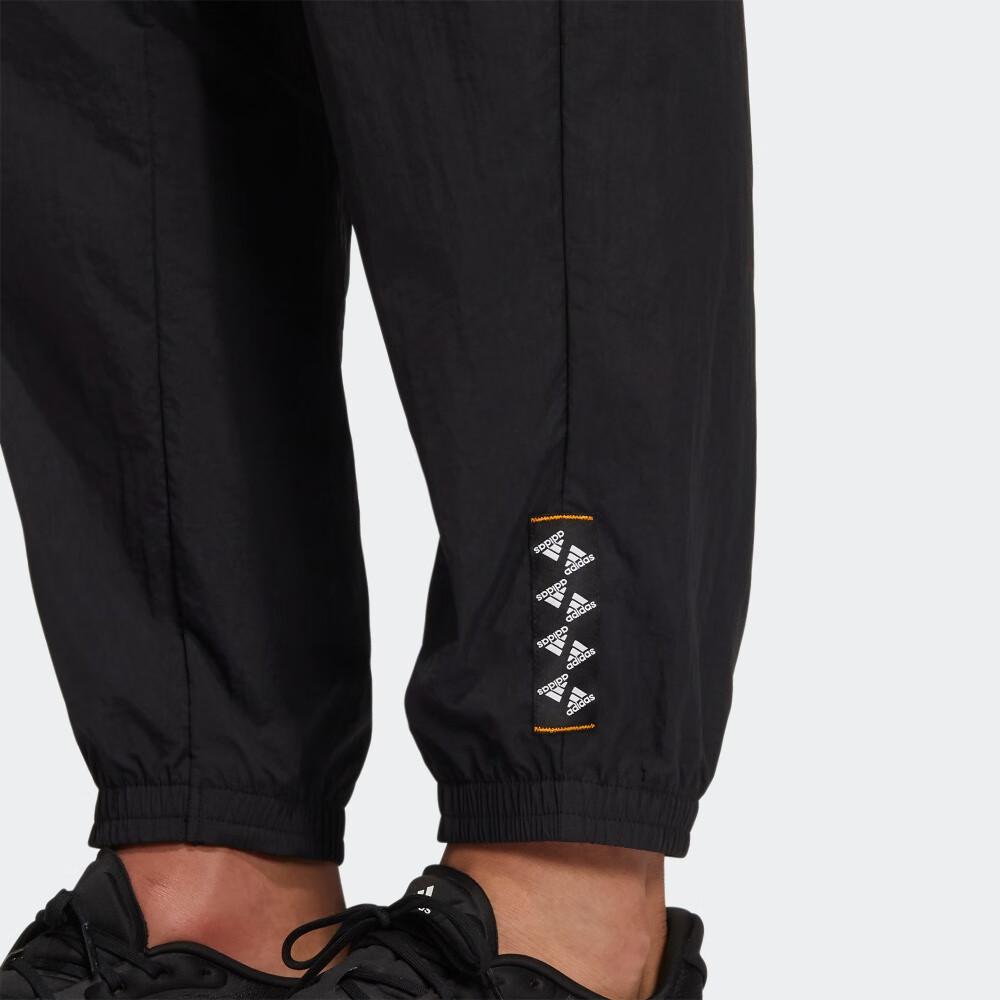 Adidas Solid Color Mini-Logo Woven Casual Sports Pants Unisex Bottoms Black HE7419