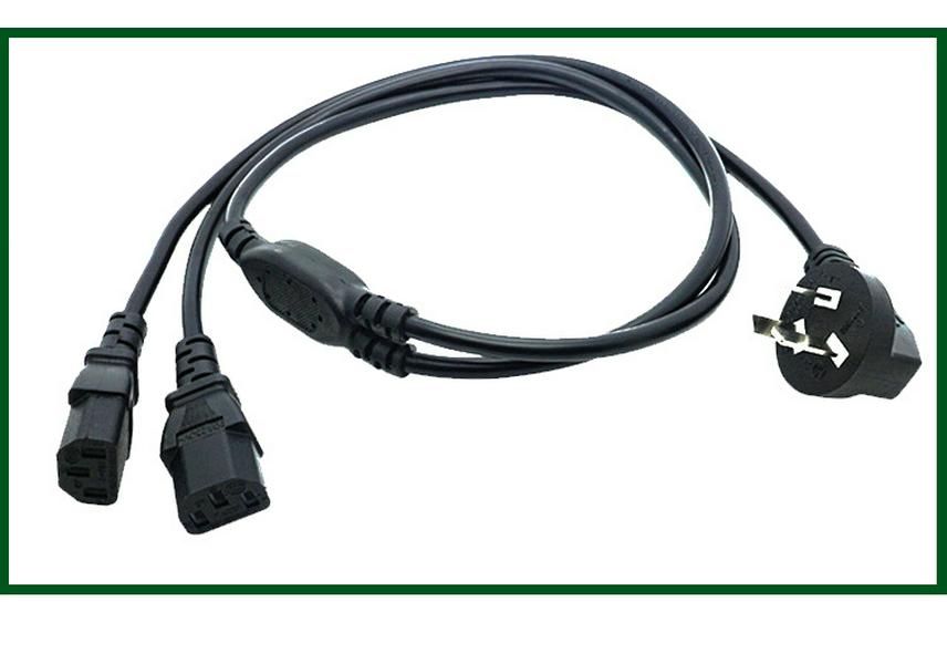 16A Three-Pin Splitter Power Cord for Server Chassis Cabinet, 2.5 Sq. 1-to-2 with Dual C13 Connections