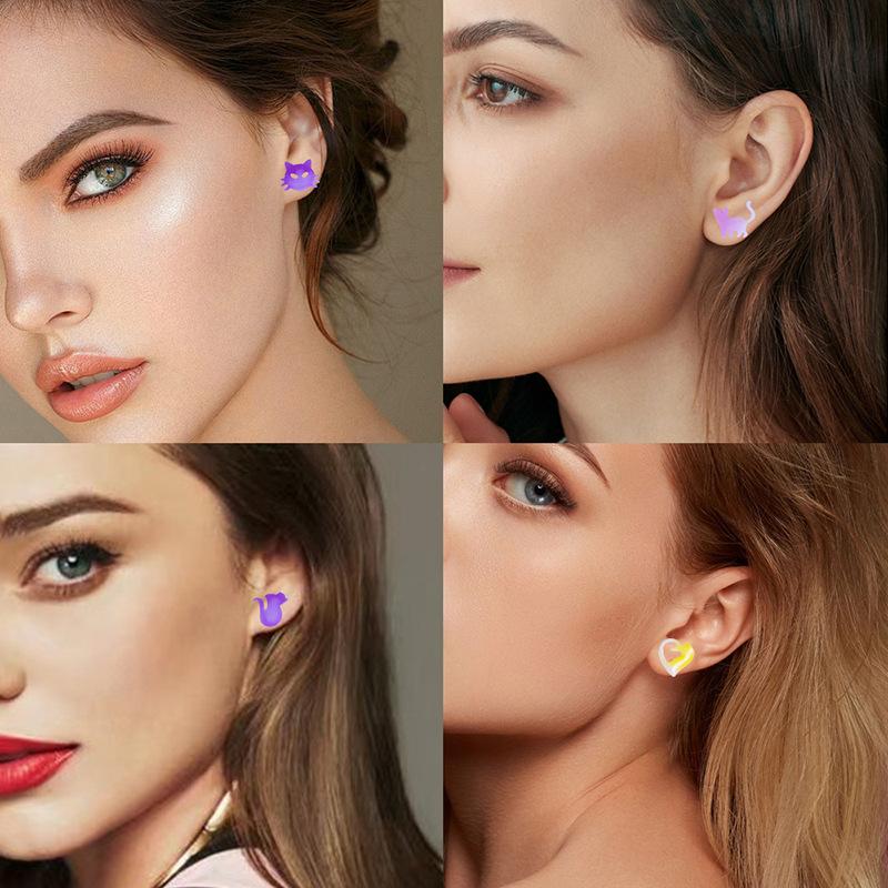 DIY Crystal Epoxy Mini Cat Stud Earrings Silicone Mold, Kitten Series Ear Jewelry Earrings Mold