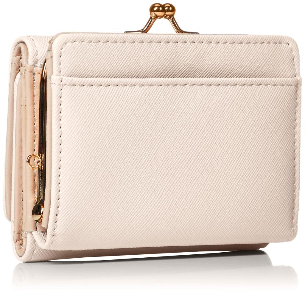 Aldi CAP24 Women's Tri-fold Wallet with Clasp, Solid Color, Ivory