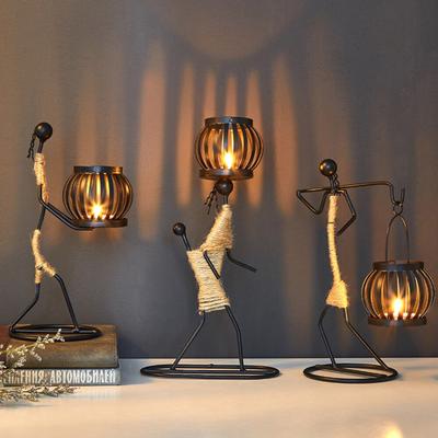 Nordic Metal Candlestick Abstract Character Sculpture Candle Holder Decor Handmade Figurines Room Home Decoration Art Gift