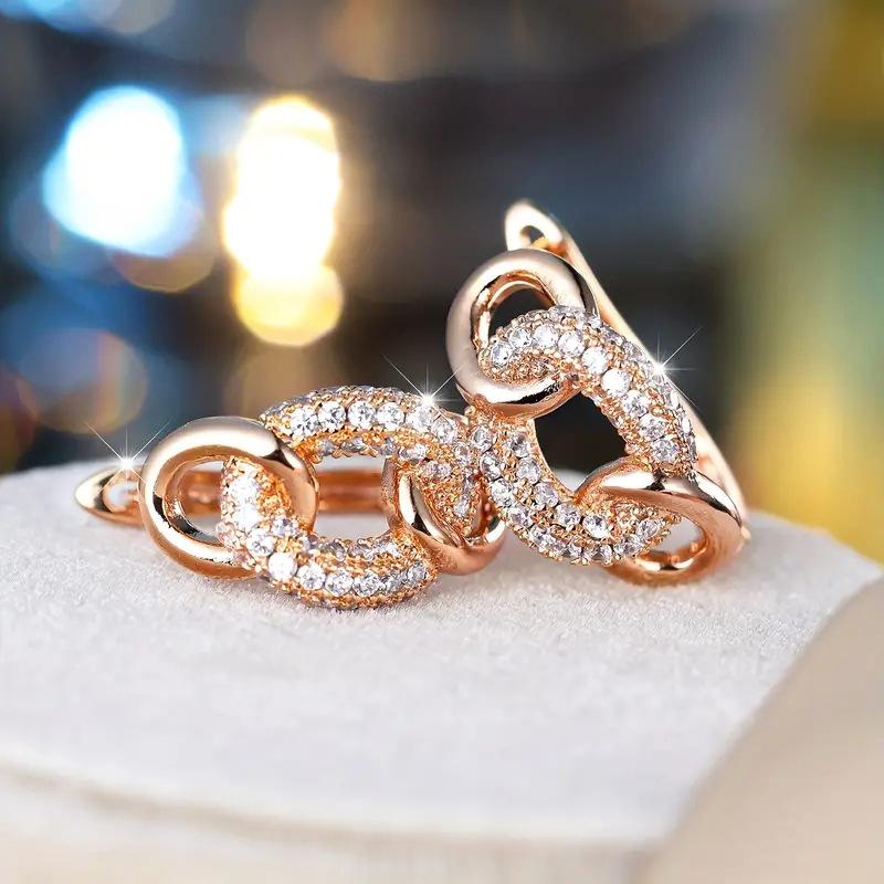 Niche Personalized Earrings For Women, Ring Buckle Lock Design Ear Buckle, Micro-Inlaid Zircon French Style