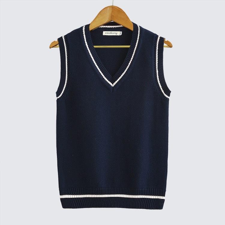 Vestă Pulover Bărbați Îngroșată Gât în V Fără Mâneci Tricotată Veste Pulover cu Dungi Retro Stil Preppy Simplu Șic Larg Casual Potrivire Perfectă