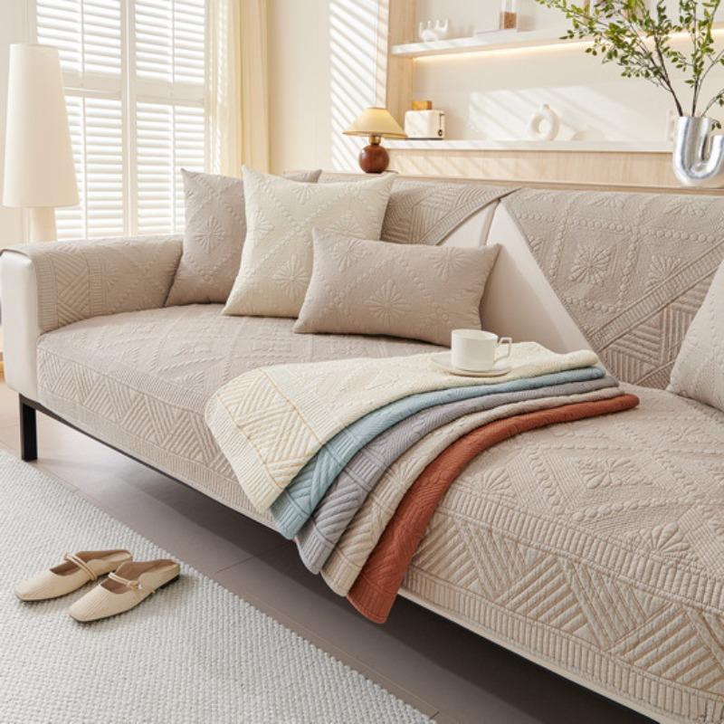 New Pure Cotton Sofa Cushion for All Seasons, Non-slip Cotton Fabric Seat Cushion, Leather Sofa Cover, Cloth Towel